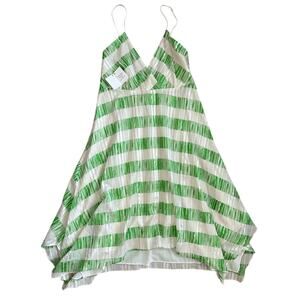 Helen Wang‎ Silk Cocktail Slip Dress in Mint & Metallic Ivory Size 6